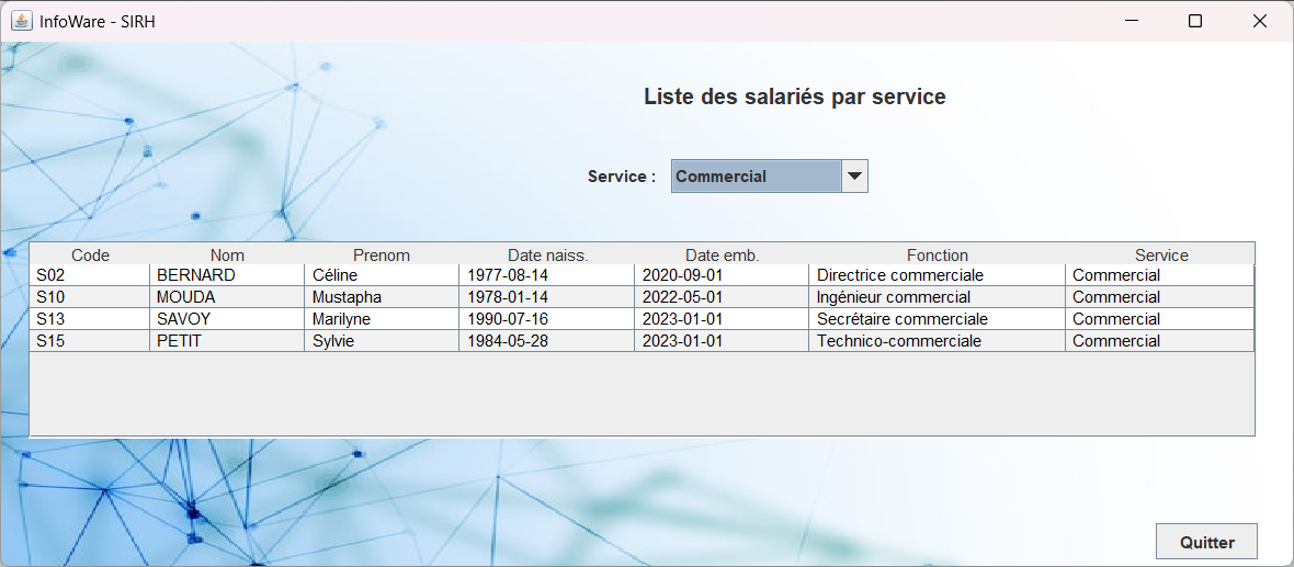 Interface of the app