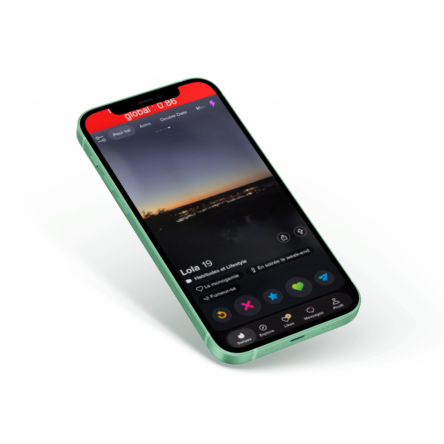 an iphone with the app on it